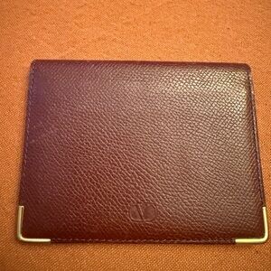 Valentino Garavani Burgundy Leather Card Wallet/ID Holder